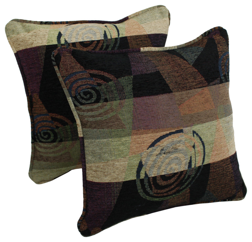 18" Corded Jacquard Chenille Square Pillows Set of 2 Dark Side of The Moon
