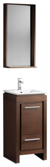 Fresca Allier 16" Wenge Brown Modern Bathroom Vanity With Mirror
