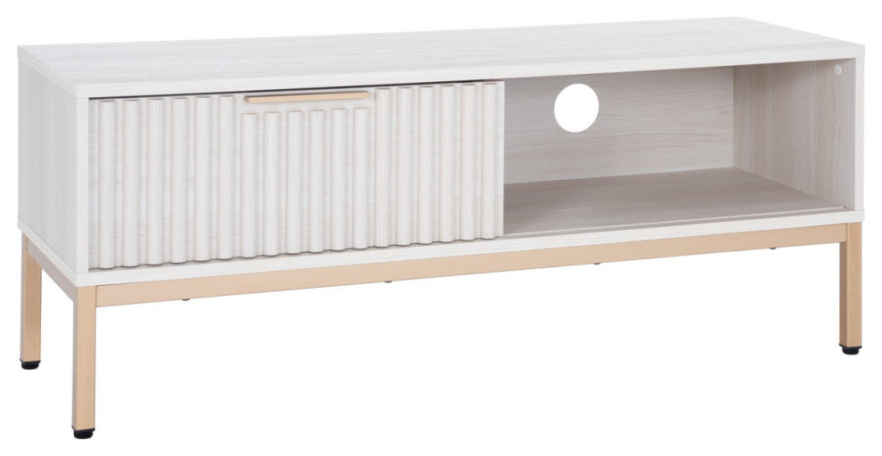 Safavieh Lylia 1 Door Media Stand, Bleached White/Gold