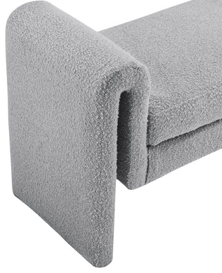 Stylus Boucle Fabric Upholstered Bench, Grey, 31.5" Wide