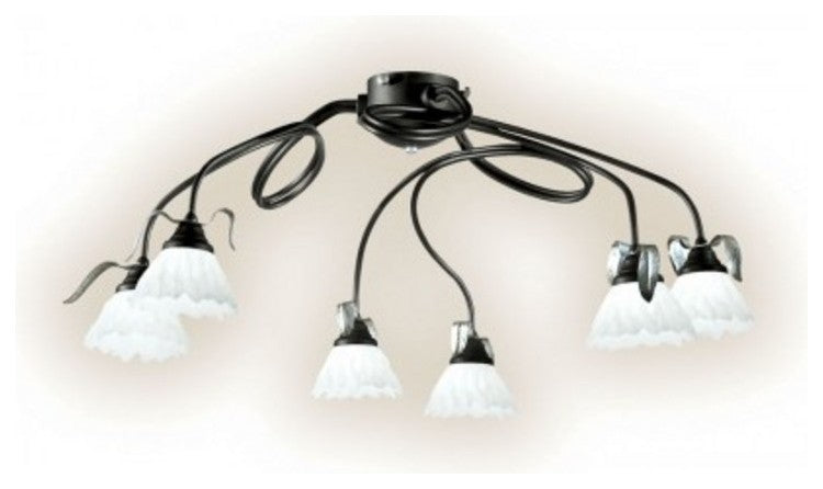 Lune 352 Ceiling Mount, Rust Brown and Green, Satin Amber