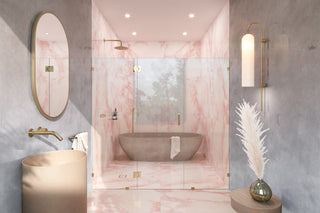 78"x65" Frameless 3 Panel Inline Shower Door, Polished Brass