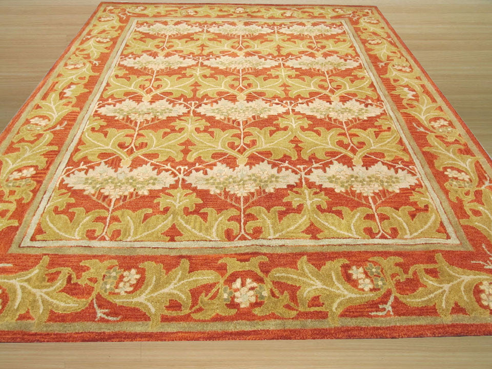 Hand-Tufted Wool Rust Transitional Oriental Morris Rug, 6' Round
