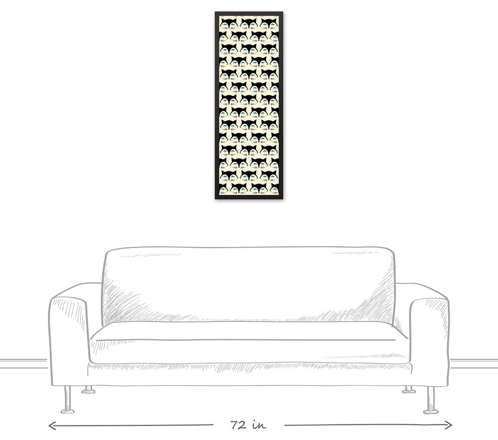 Mod Cats 12x36 Black Framed Canvas