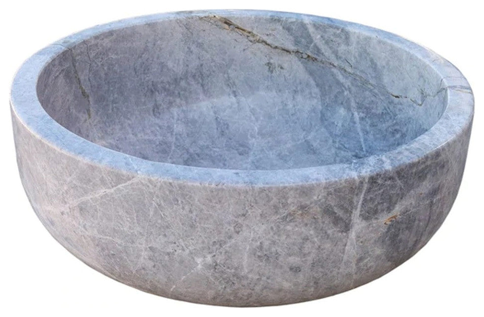 Natural Stone Sirius Silver Marble Vessel Sink Polished (D)16" (H)6"