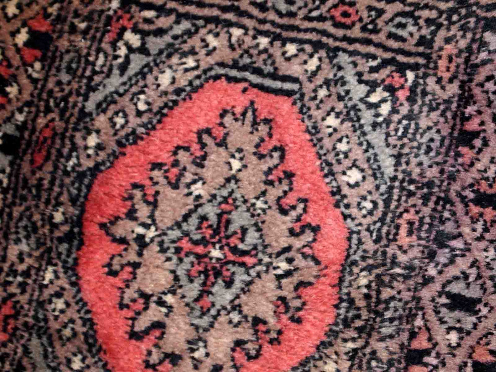 Handmade vintage Uzbek Bukhara mat 1' x 1' (31cm x 33cm) 1960s
