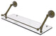 Prestige Que New 24" Floating Glass Shelf with Gallery Rail, Antique Brass