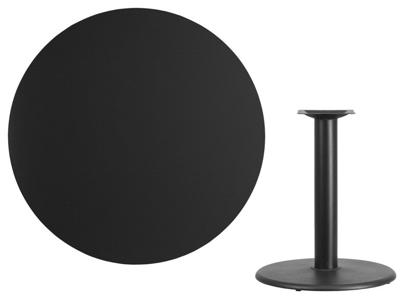 42'' Round Black Laminate Table Top with 24'' Round Table Height Base