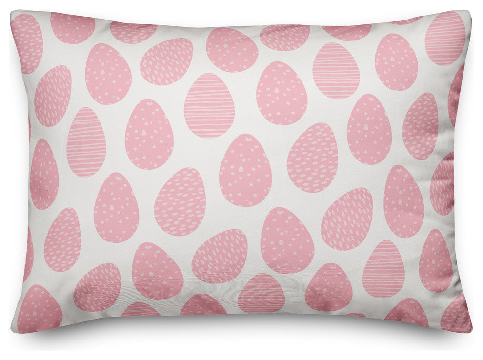 Pink Easter Egg Pattern 14x20 Lumbar Pillow Cover