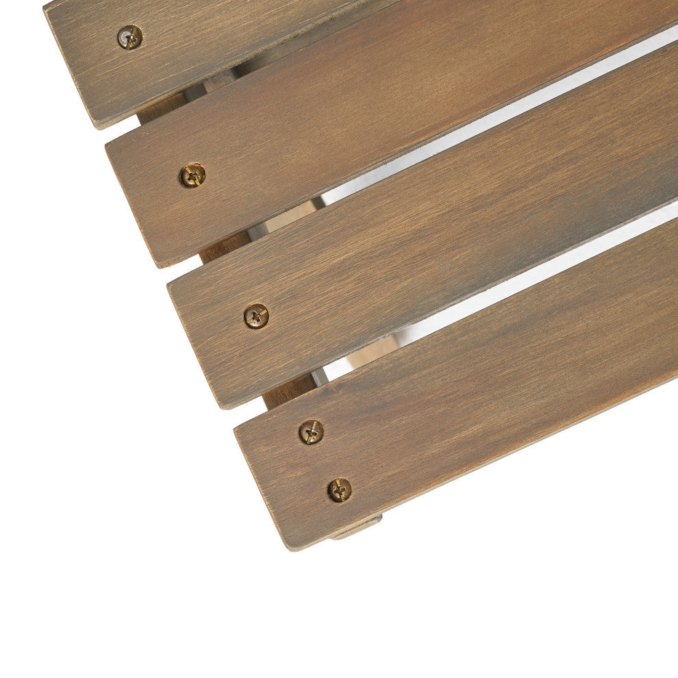 Lucy Outdoor Acacia Wood 4 Seater Chat Set, Gray, Dark Gray