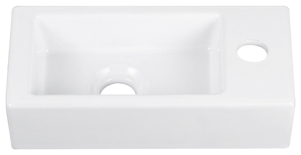 Ceramic Wall Mount Bathroom Sink Small Bathroom White Rectangular Wash Basin