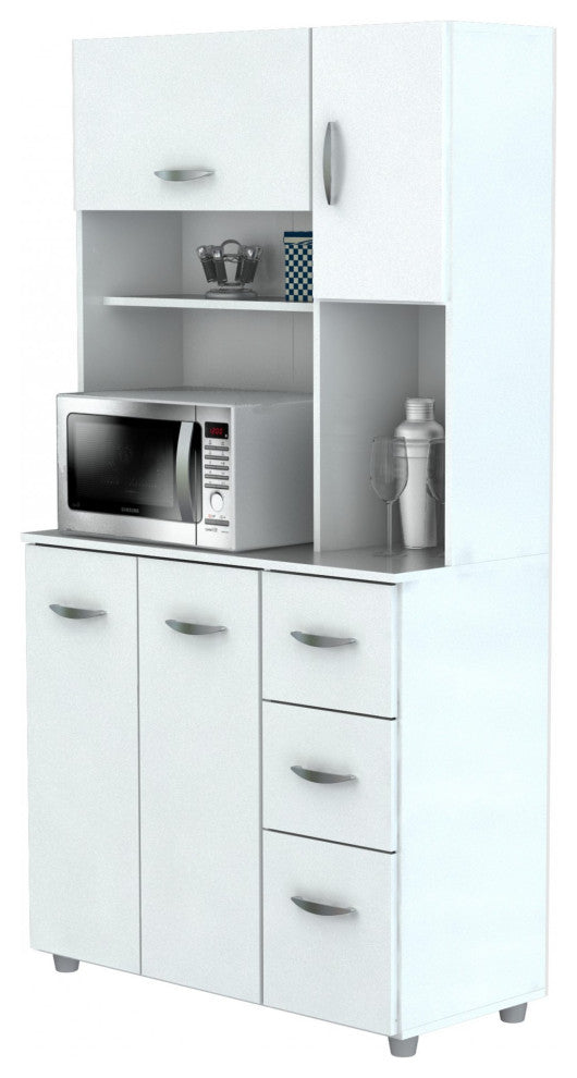 HomeRoots White Finish Wood Kitchen Storage Cabinet