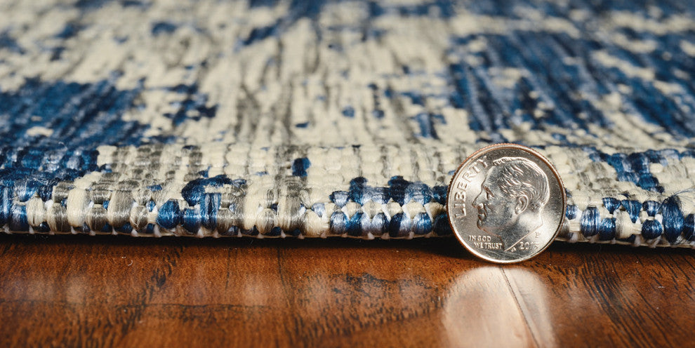 KAS Provo 5760 Gray/Denim Strokes Area Rug, 7'10" Round