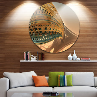 Bulgy Brown 3D Structure, Abstract Art Disc Metal Wall Art, 23"