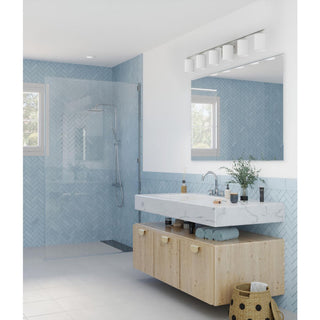 Replay Collection 48" 6-Light Brushed Nickel Etched Glass Bath Vanity Light