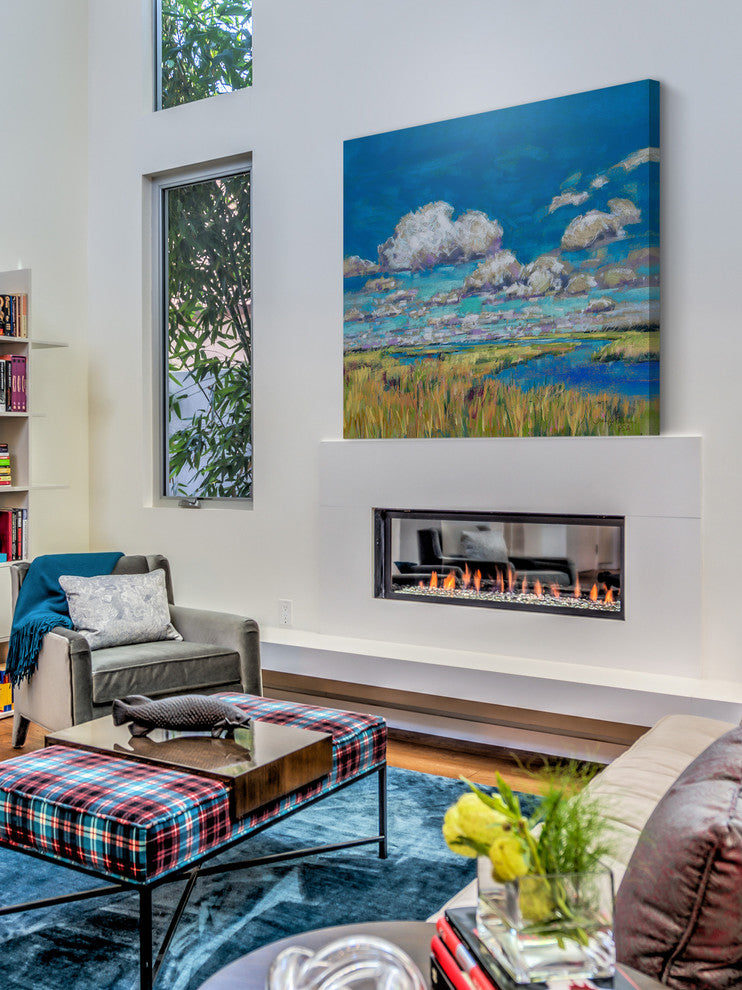 "Summer Clouds and Marsh" Painting Print on Wrapped Canvas, 32x32