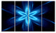 Blue Glowing Space Fractal Flower, Flower Artwork on Canvas, 48"x28", 4 Panels