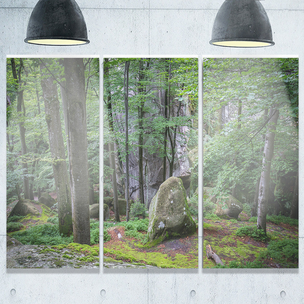 "Dense Moss Forest in Green" Metal Wall Art, 3 Panels, 36"x28"