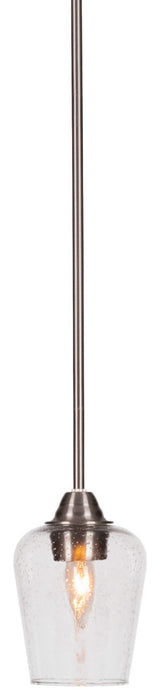 Paramount 1-Light Mini Pendant, Brushed Nickel, 4" Clear Bubble Glass