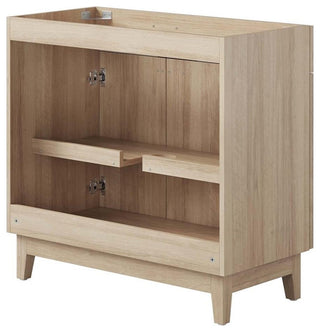 Modway Miles 36" Wood Bathroom Vanity Cabinet with Tapered Legs in Oak