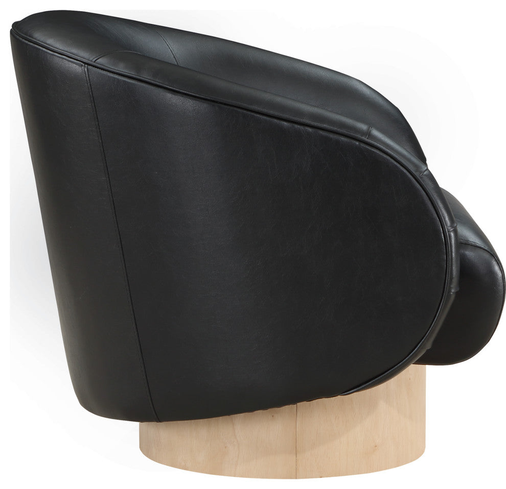 Gibson Vegan Leather Swivel Accent Chair, Black