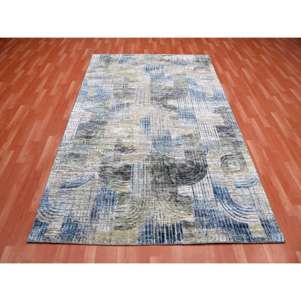THE INTERTWINED PASSAGE Hand Knotted Silk Textured Wool Oriental Rug, 6'0"x9'0"