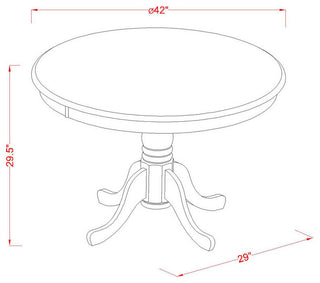 3 Pc Kitchen Nook Dining Set -Round Kitchen Table, 2 Slatted Back Kitchen Chairs