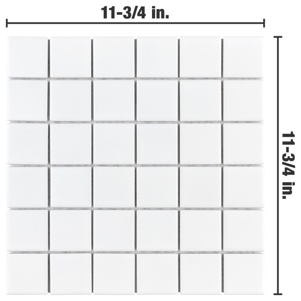 Metro Quad Matte White Porcelain Floor and Wall Tile