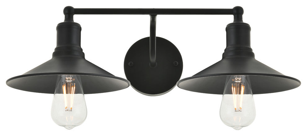 Black Finish 2-Light Wall Sconce