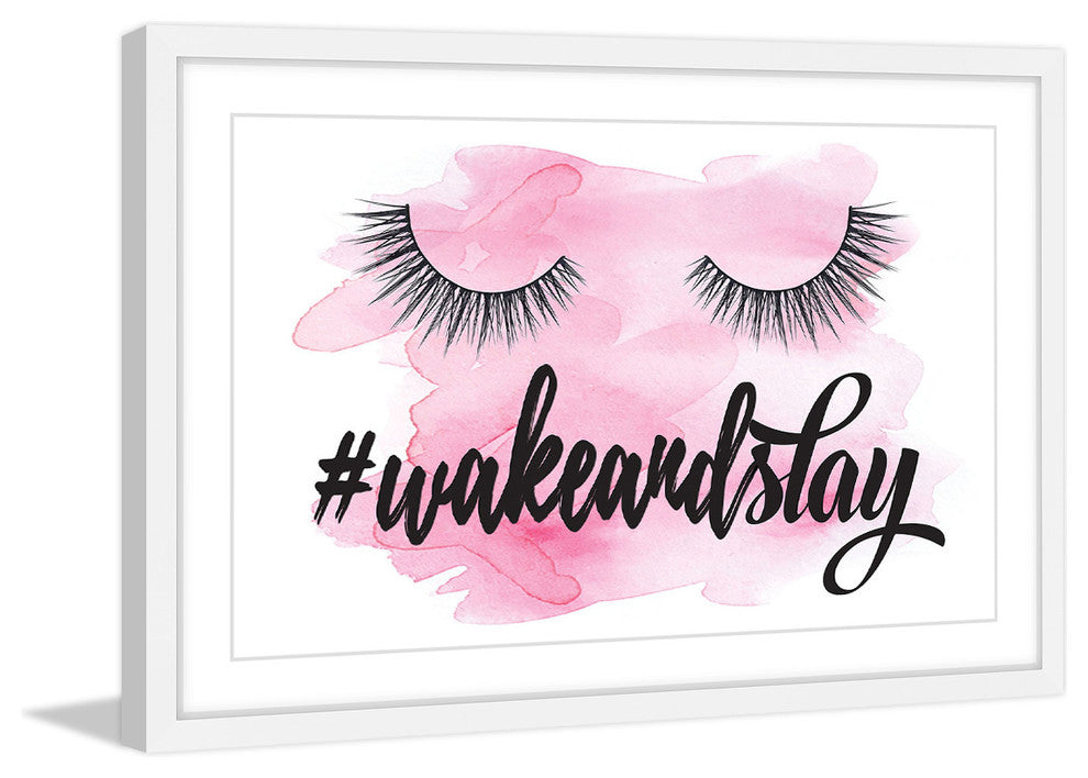 Marmont Hill, "Wake Up and Slay Pink" by Amanda Greenwood Framed Painting, 18x12