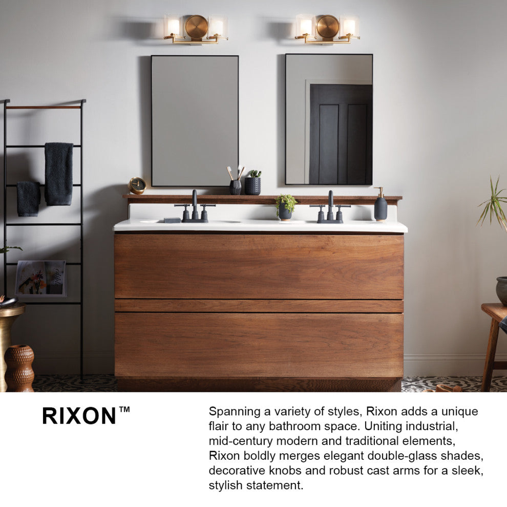 Hinkley Rixon Small Two Light Vanity, Heritage Brass