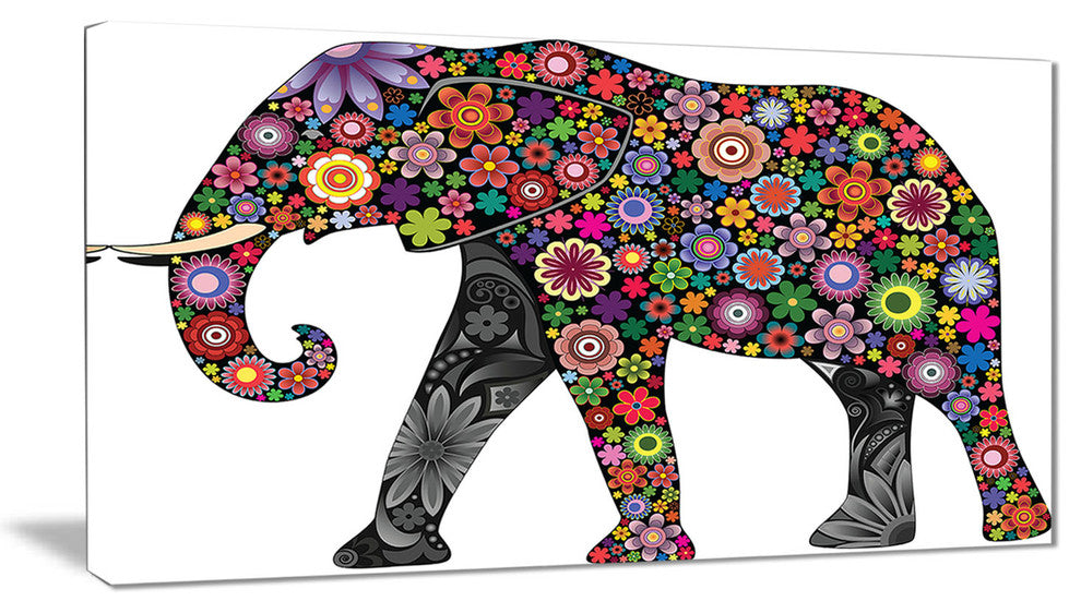 "Cheerful Elephant" Animal Digital Art Canvas Print