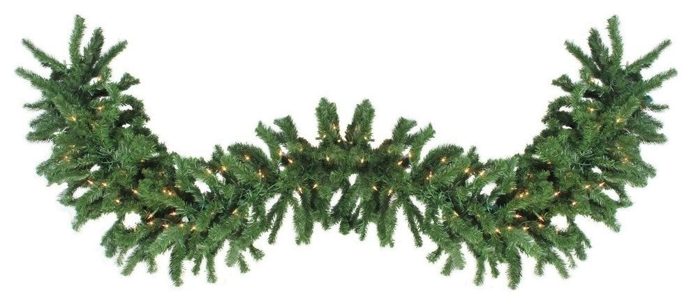 Pre-lit Windsor Green Pine Artificial Christmas Garland, Clear Lights, 10"