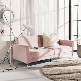 Safavieh Chelsea Foldable Futon Bed, Blush/Chrome
