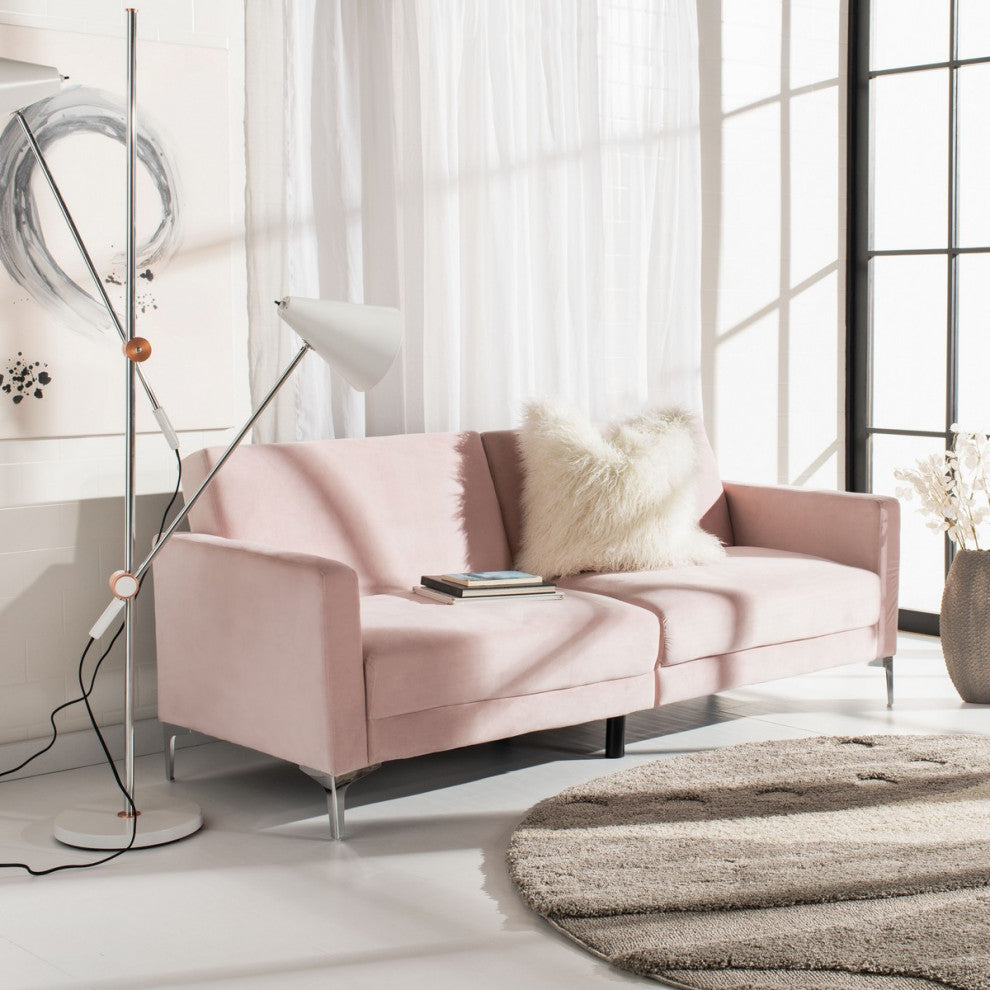 Safavieh Chelsea Foldable Futon Bed, Blush/Chrome