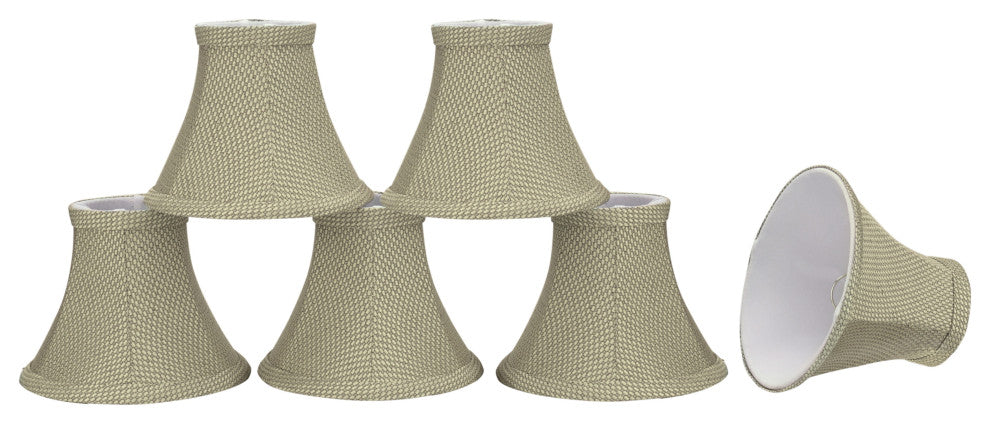 Small Bell Chandelier Clip On Lamp Shade Light Beige 3"x6"x5", Set of 6