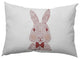 Monochrome Bunny Easter Indoor/Outdoor Lumbar Pillow, Ligonberry Red, 14x20"