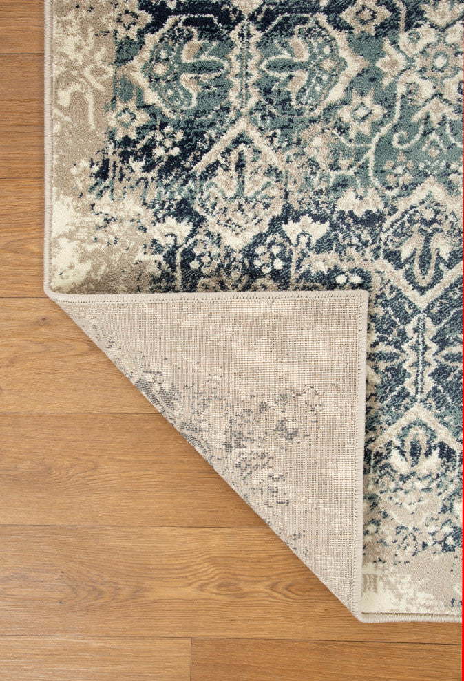 Heritage Anna Distressed Moroccan Area Rug, Ivory/Blue, 2'2 X 7'11 Runner