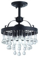3-Lights Unique Drum Crystal Falls Semi Flush Mount Light Ceiling Light