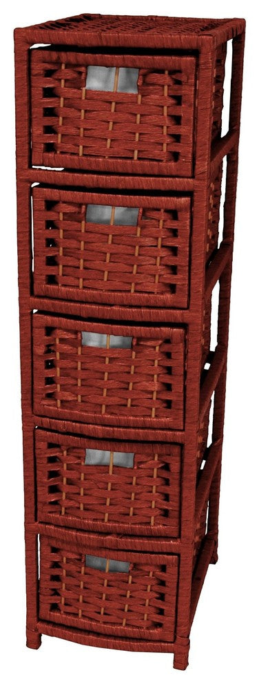 40" Natural Fiber Occasional Chest of Drawers, Mahogany