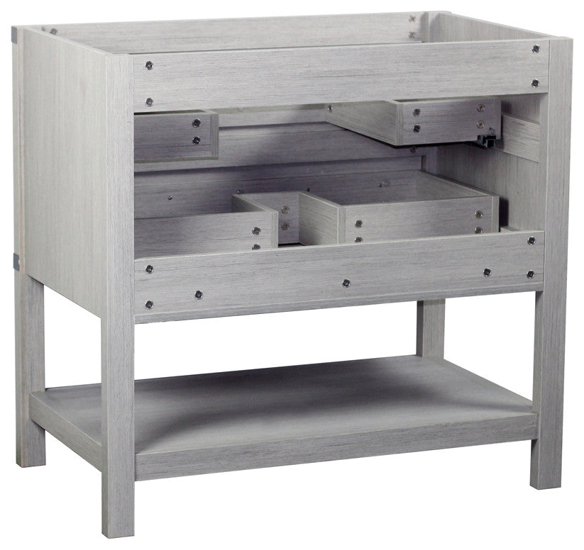 37" Single Vanity, Gray Pine Finish Top With Engineered Stone Top and Oval Sink