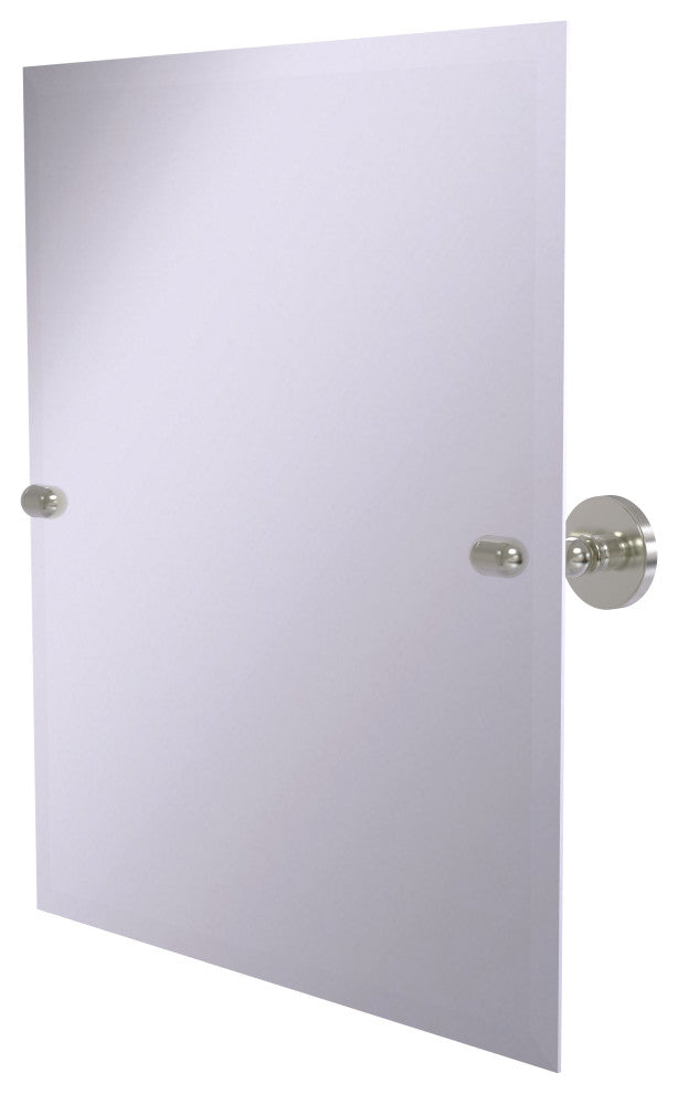 Frameless Rectangular Beveled Edge Tilt Mirror, Satin Nickel