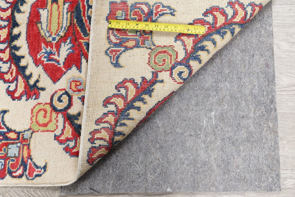Hand Made Oriental Pakistani Traditional Kazak Runner Rug, Beige, 9'7"X2'10"