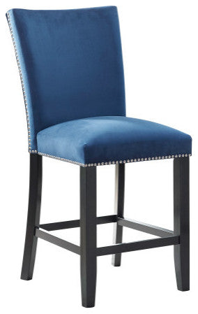 Camila Blue Velvet Counter Chair, Set of 2