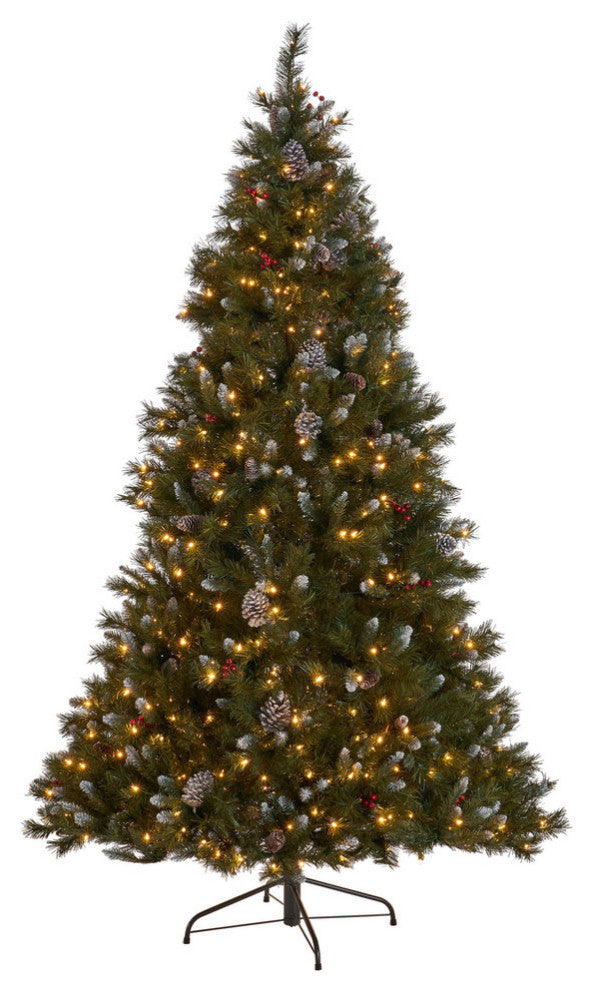 9' Mixed Spruce Artificial Christmas Tree, Pre-Lit Clear