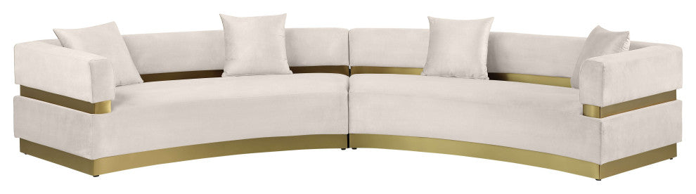 Belsa Velvet Upholstered 2pc. Sectional, Cream