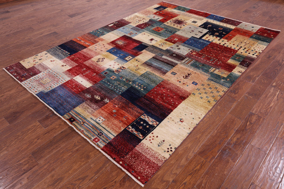 6' 7" X 9' 6" Tribal Persian Gabbeh Handmade Rug Q9614