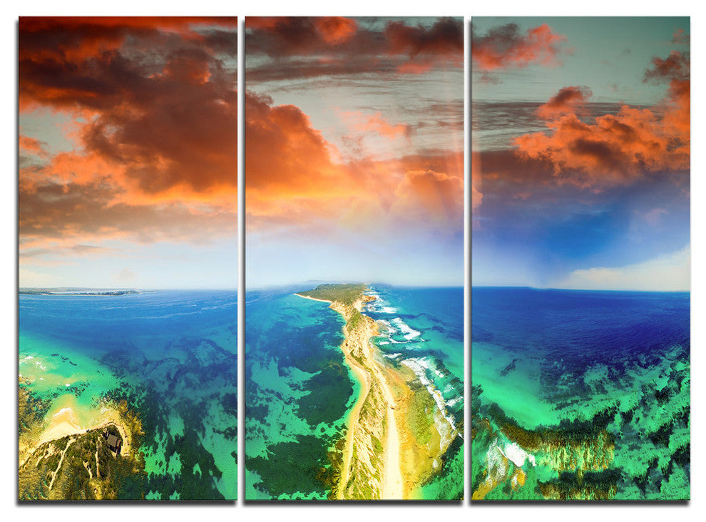 "Green Fort Nepean Road from Helicopter" Metal Wall Art, 3 Panels, 36"x28"