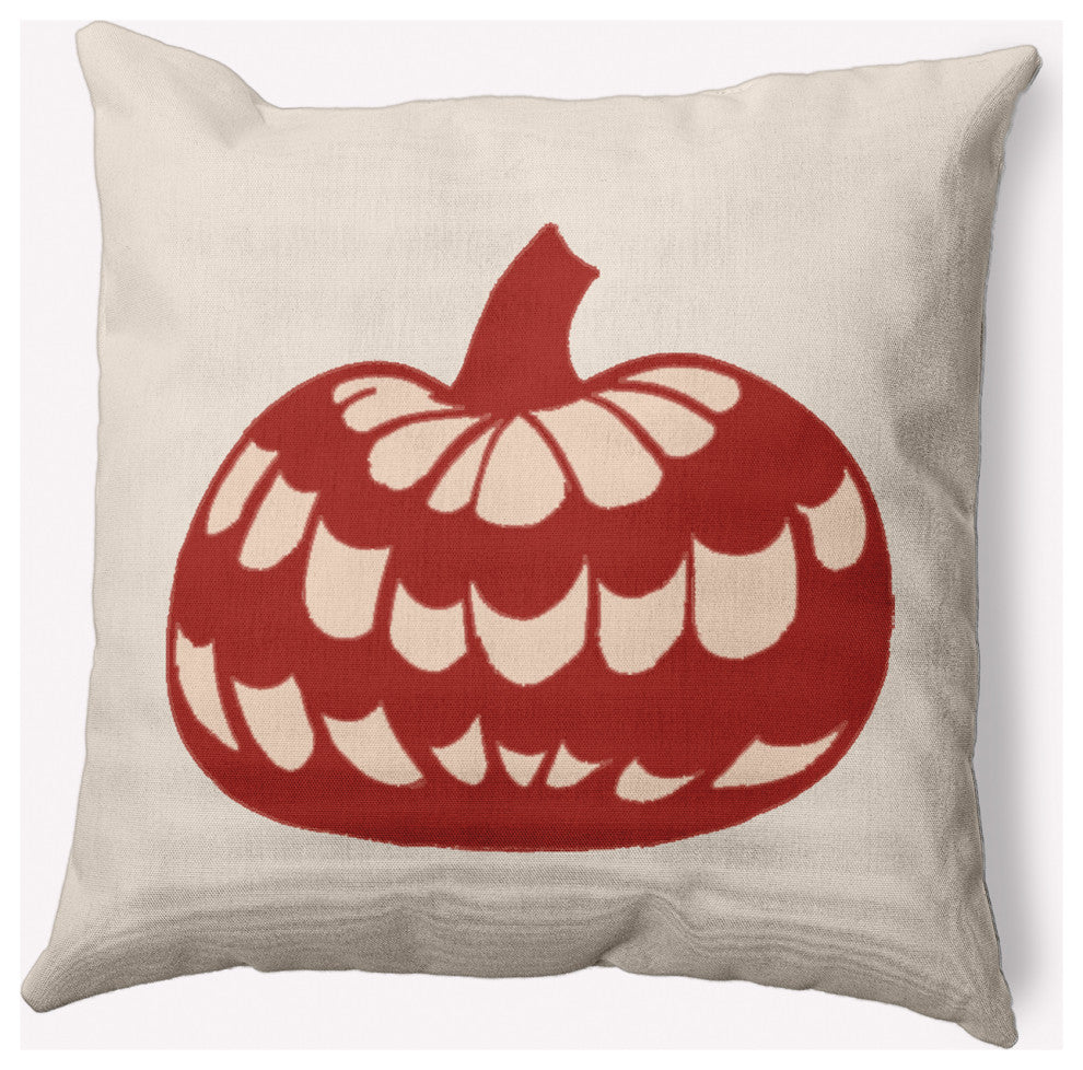18" x 18" Pumpkin Perfection Indoor/Outdoor Polyester Throw Pillow, Maple Red