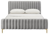 Angela Velvet Upholstered Bed, Gray, King